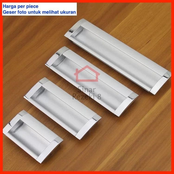 Tarikan Tanam 2545-128 Handle Laci Lemari Pintu Sliding Aluminium Minimalis Silver Modern
