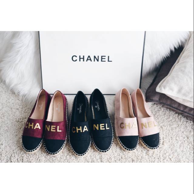 Chanel Alphabet Coco Neige Velvet Espadrilles