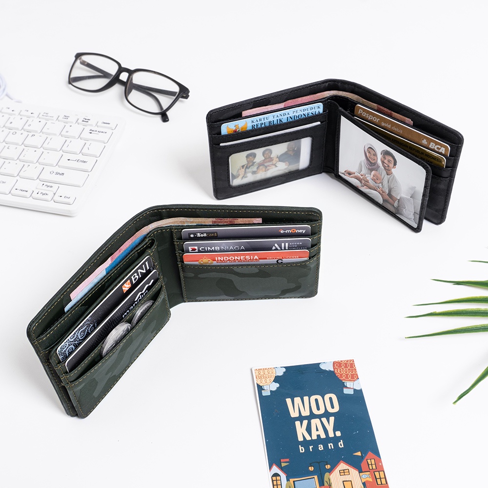 WOOKAY Dompet Pria Lipat 2 Tipis
