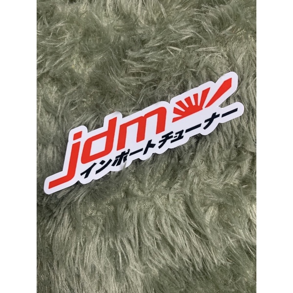 STICKER JDM MERAH BENDERA TULISAN HITAM