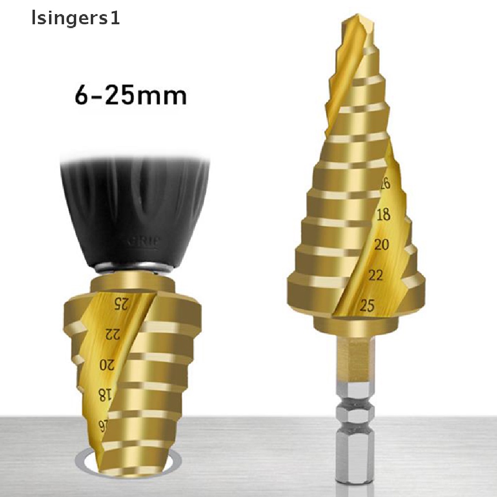 (lsingers1) Mata Bor Pagoda Hex 6-25mm Lapis Titanium Untuk Melubangi Kayu