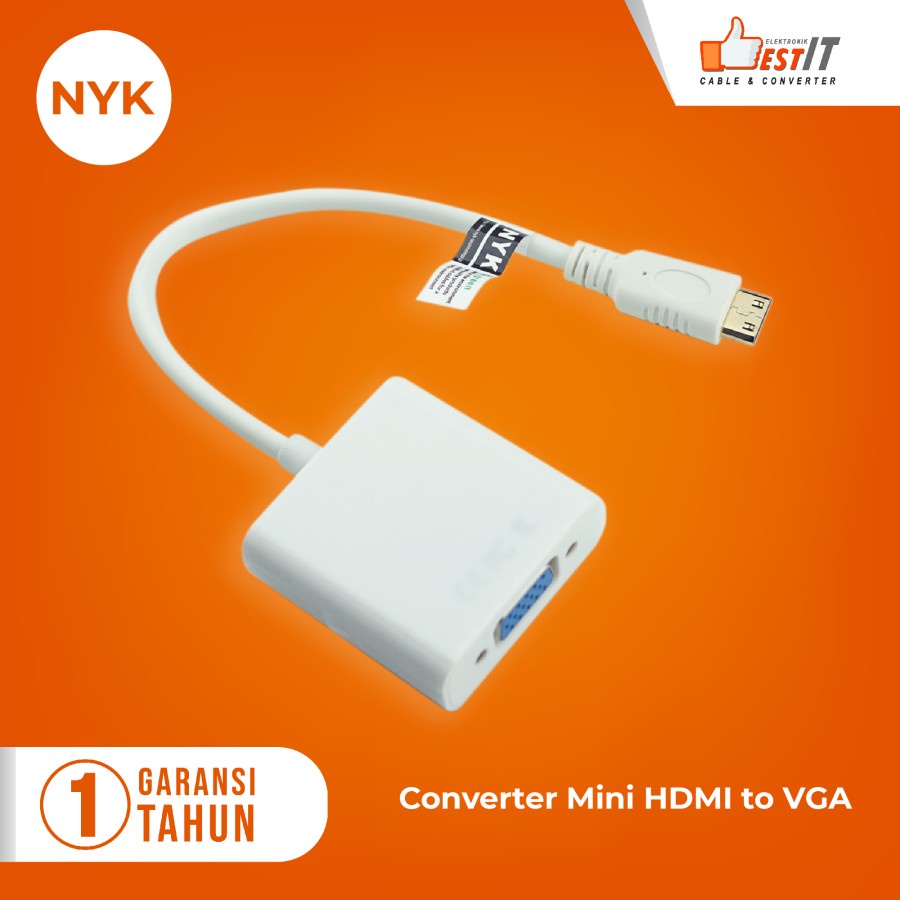 Kabel Mini HDMI to VGA NYK / Mini HDMI to Vga Converter NYK Original