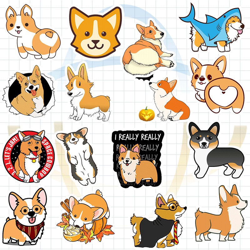 50 German Corgi Shepherd Luggage Trolley Case Laptop Graffiti Stickers Cartoon Series Waterproof Stickers