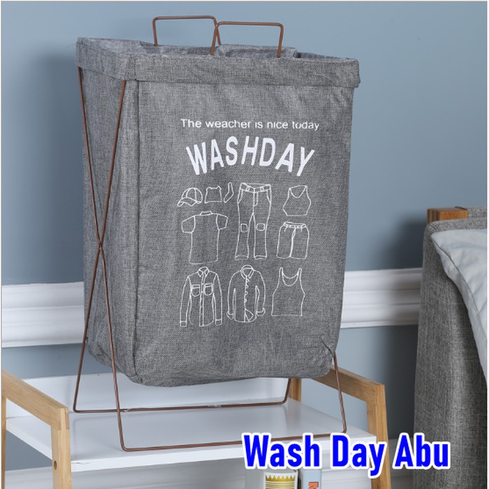 Keranjang Cucian Baju Kotor Lipat Kartun  Laundry Bag  RANGKA BESI
