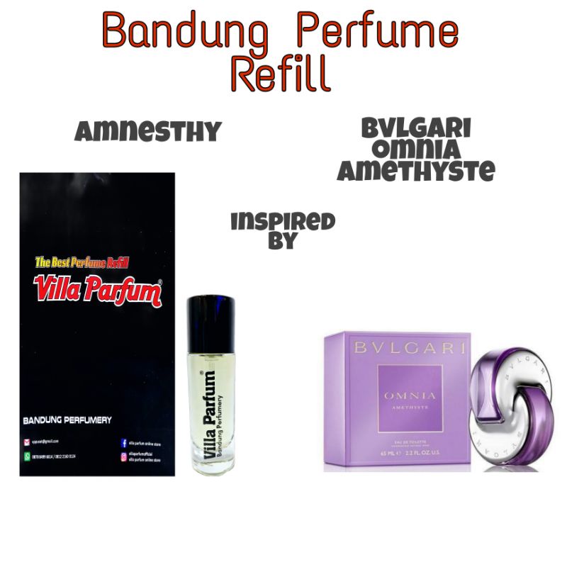 parfum Amnesthy inspired by Bulgari Omnia Amethyste. Villa Parfum Bandung perfume refill