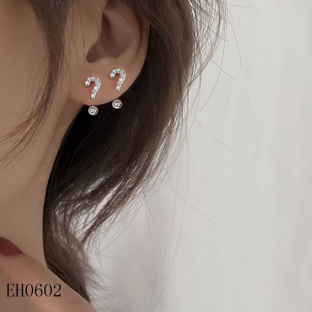 Anting Stud Geometris Asimetris Aksen Berlian Imitasi Untuk Wanita