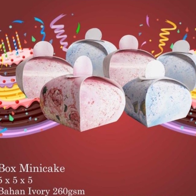 

10 pcs Box Mini Cake Kotak Kue Mini 5x5 Box Kue Pink Girl Box Biru Boy Box Tester Kue Box Souvenir