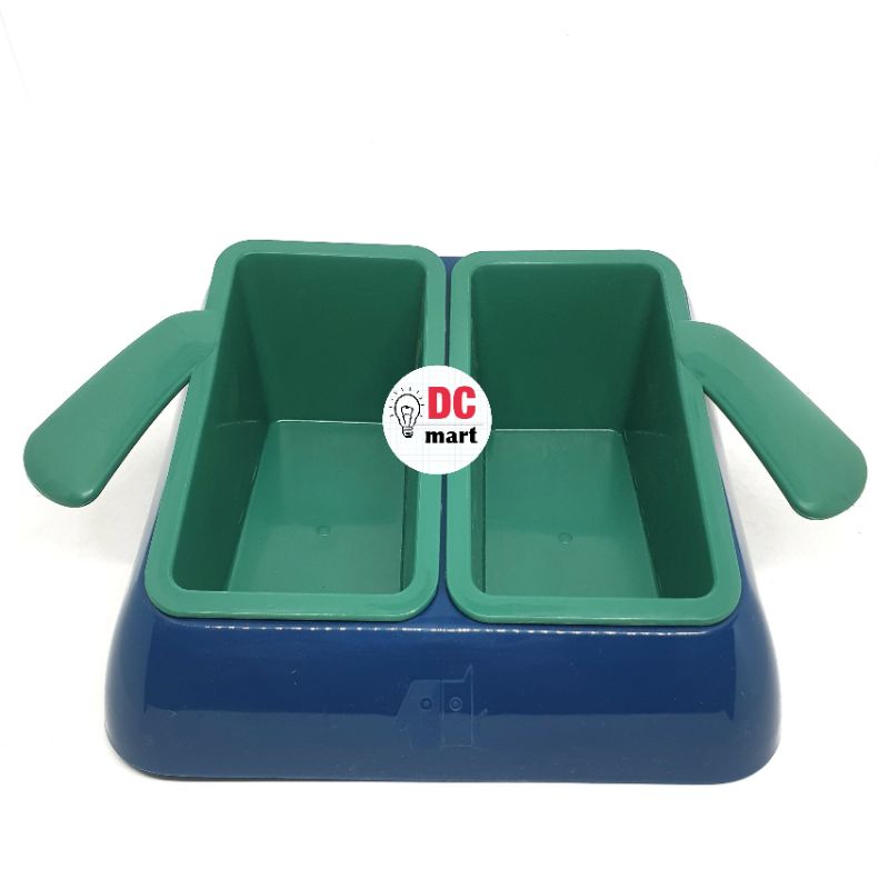 Tempat Makan Dobel BERSEKAT dengan pegangan TELINGA / MP#102 / Pet Bowl Feeder