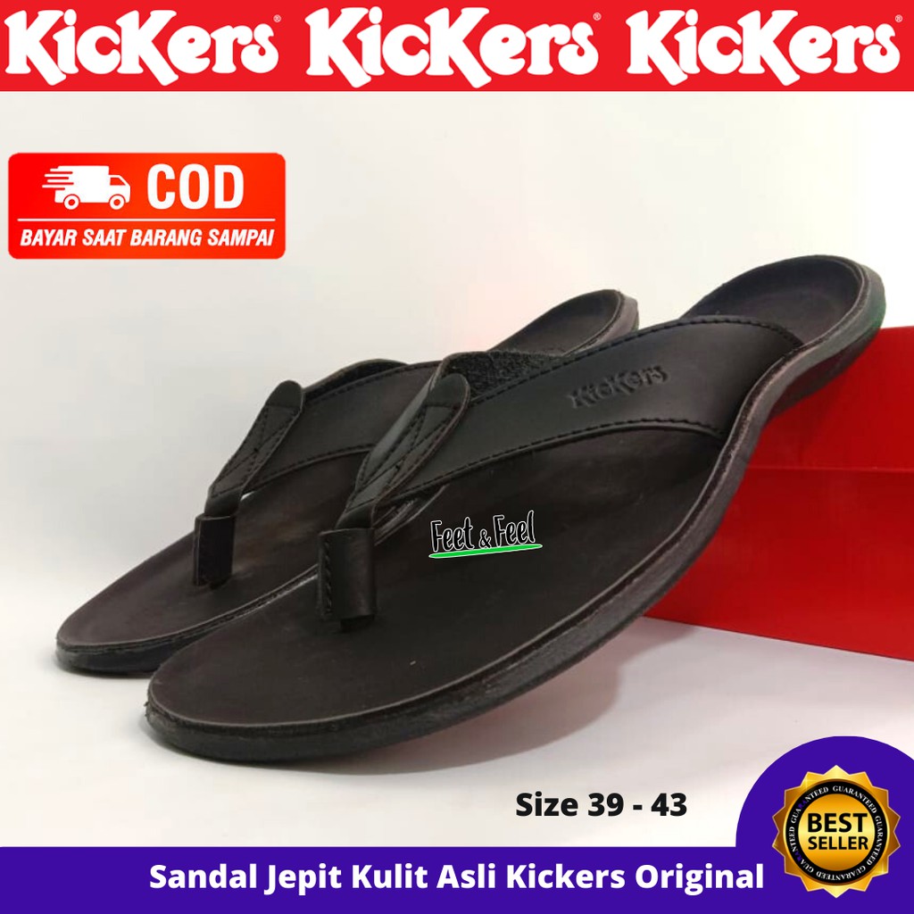 Kickers Sandal Jepit Kulit Asli Pria Sendal Jepit Kulit Cowok Formal Lebaran Santai Kickers Original