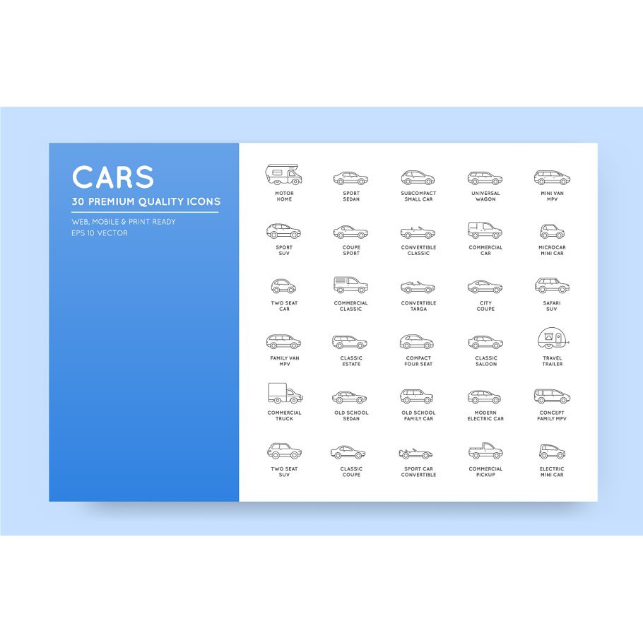 Awesome Vehicles Icons And Logo Set - Adobe Photoshop &amp; Illustrator