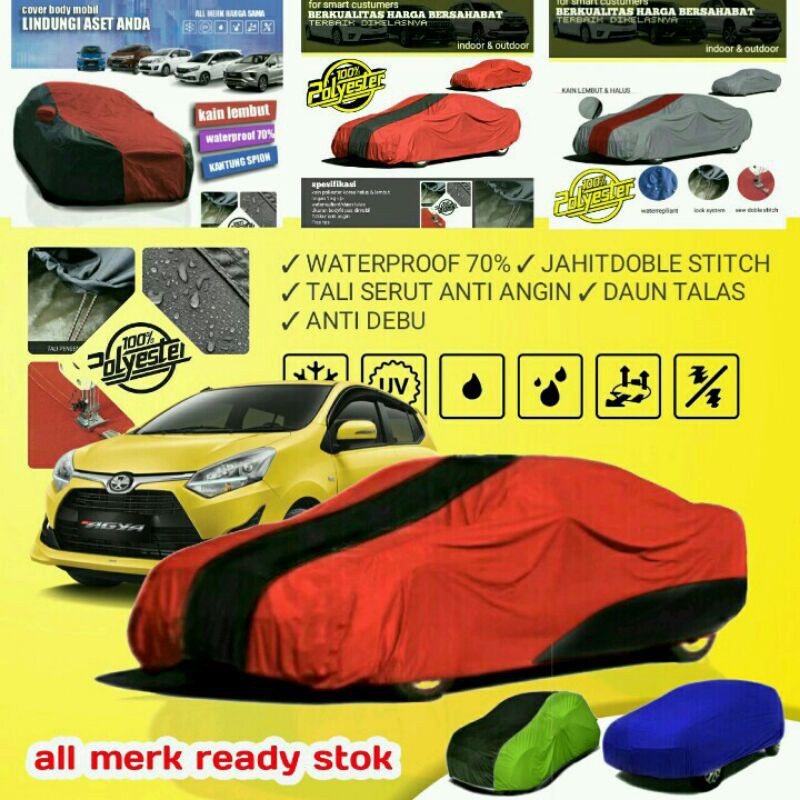 Toyota Cover Sarung Penutup Body Mobil Agya 2021 Trd 2020 2015 Warna Outdoor