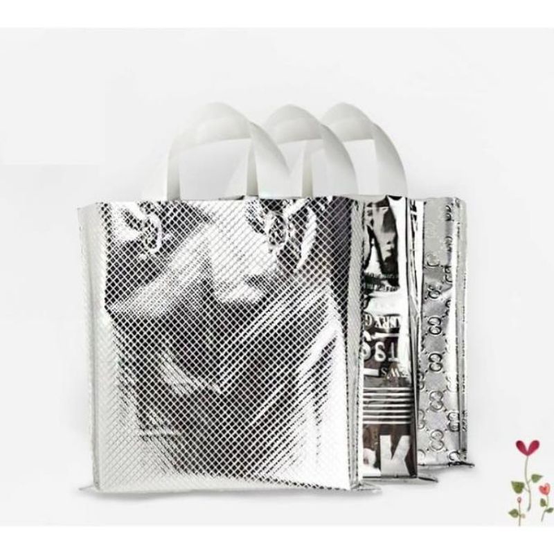 

plastik silver XL Tenteng kresek bungkus kado goody non paperbag