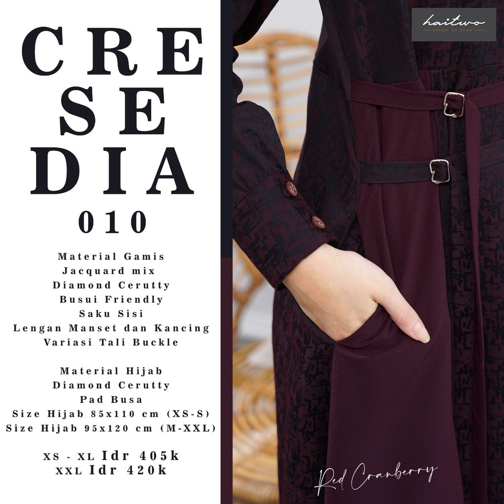 Haitwo Cresedia 10 Gamis Wanita Bahan Jacquard Mix Diamond Ceruti Set Gamis Dan Jilbab Syari Dress