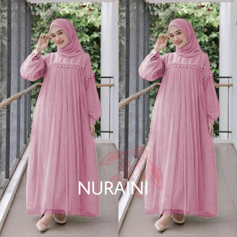 B01 ED Nuraini | Baju Maxi renda Krancang Fit XL maxi tile pesta terbaru 2021 yg anggun dan mewah