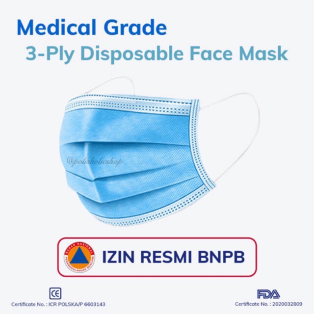 [READY] Masker Medis GUEQI 3PLY (Earloop isi 50 pcs)