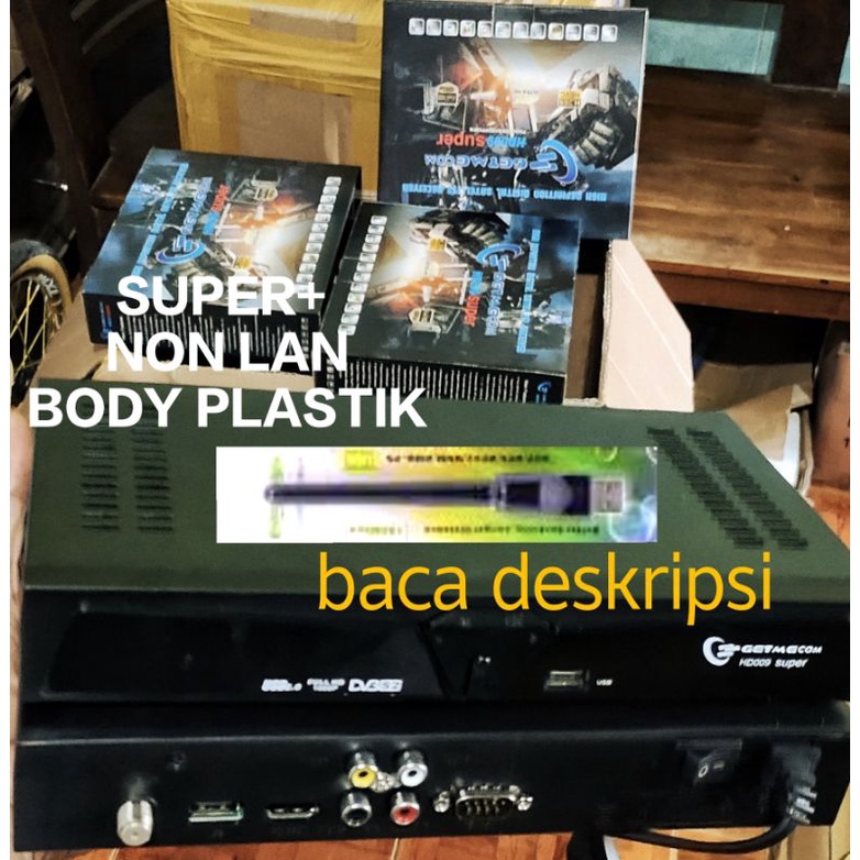 RECEIVER GETMECOM HD009 SUPER PLUS TANPA LAN BODY PLASTIK  PLUS DONGLE WIFI SUPPORT