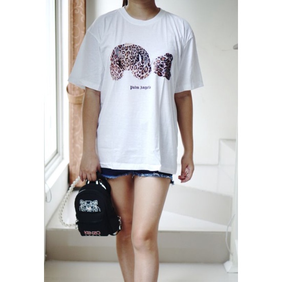 Palm Angels Leopard Teddy Bear Tshirt , Kaos Oversize Unisex Import Quality , Bahan Katun Tebal