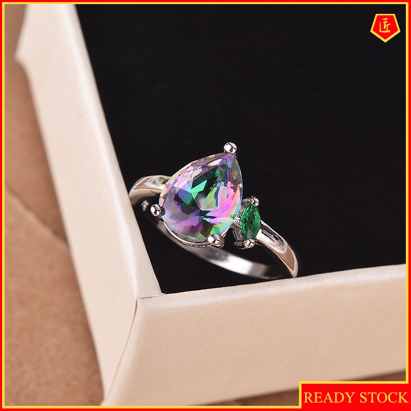 [Ready Stock]925 Silver Birthstone Ring Colored Gems Simple Personality