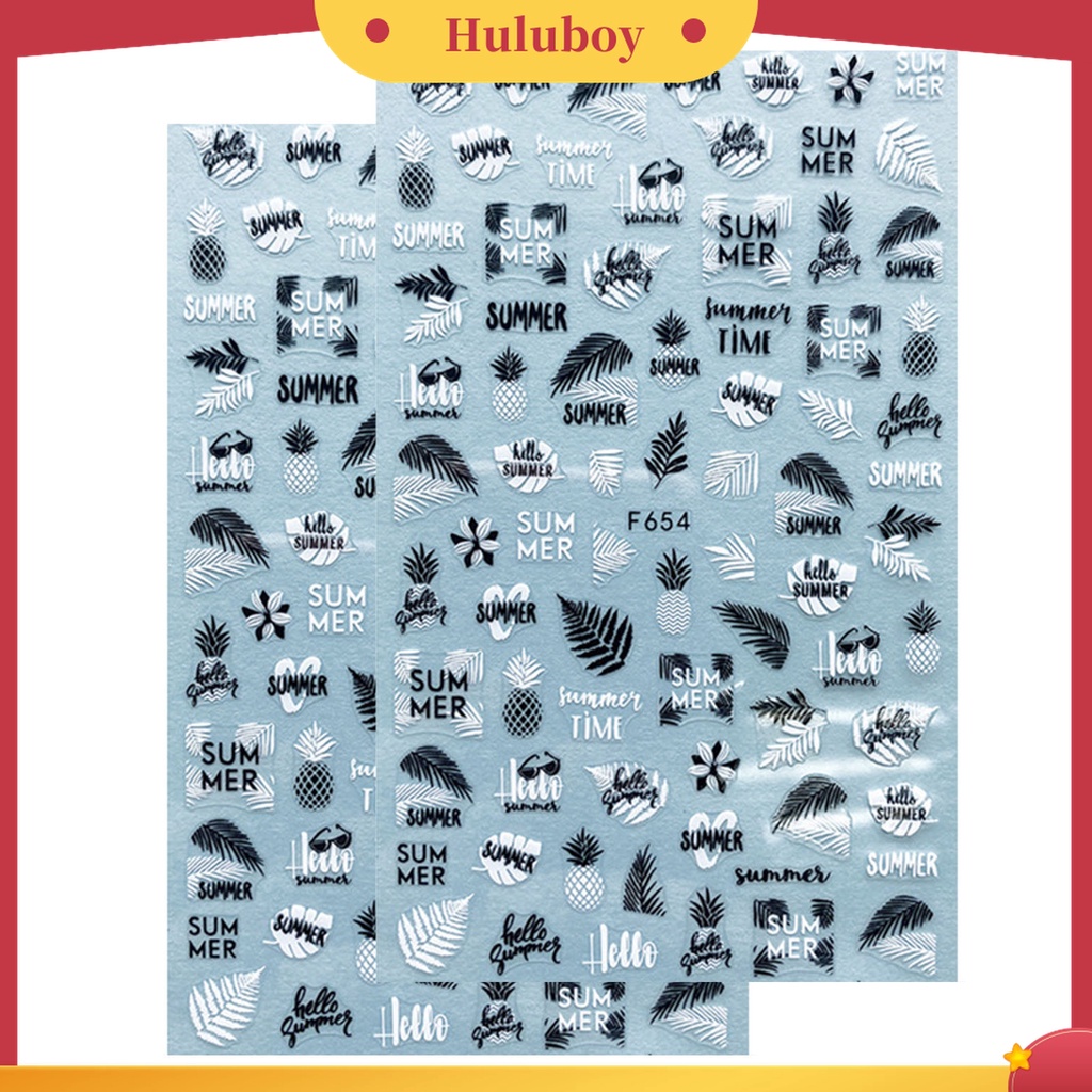 Huluboy Huluboy♡ 2pcs Stiker Kuku 3D Multifungsi Motif Daun Kelapa Untuk Dekorasi Nail Art
