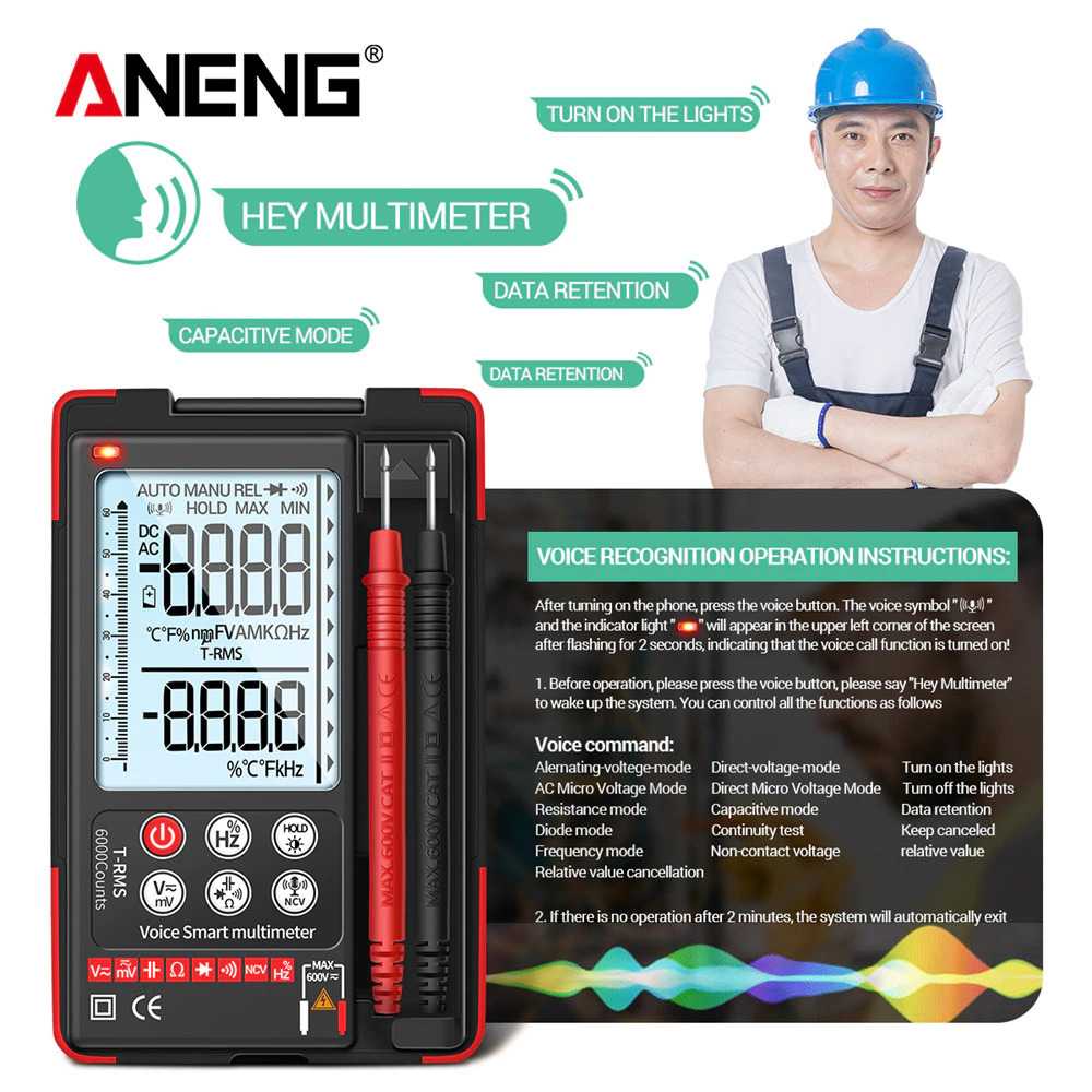 Multimeter Digital Tester Speech Recognition True RMS Pengukur Arus Listrik Multi Meter LCD Desain Portable