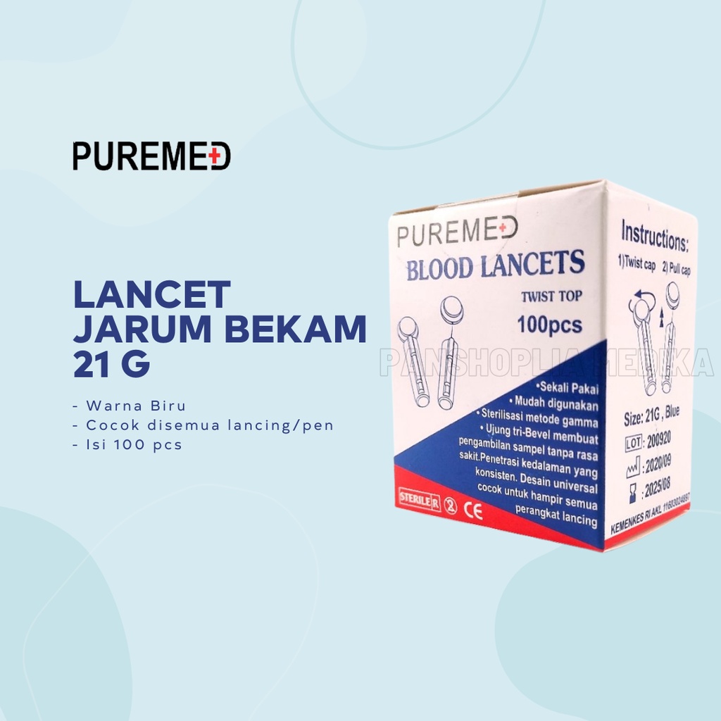 Blood Lancet PUREMED 21G isi 100pcs/jarum bekam