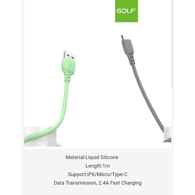 KABEL DATA CHARGER GOLF GC-79M GC-79T GC-79I 3A FAST CHARGING LIQUID SILICON CABLE BAHAN BAGUS BERKUALITAS