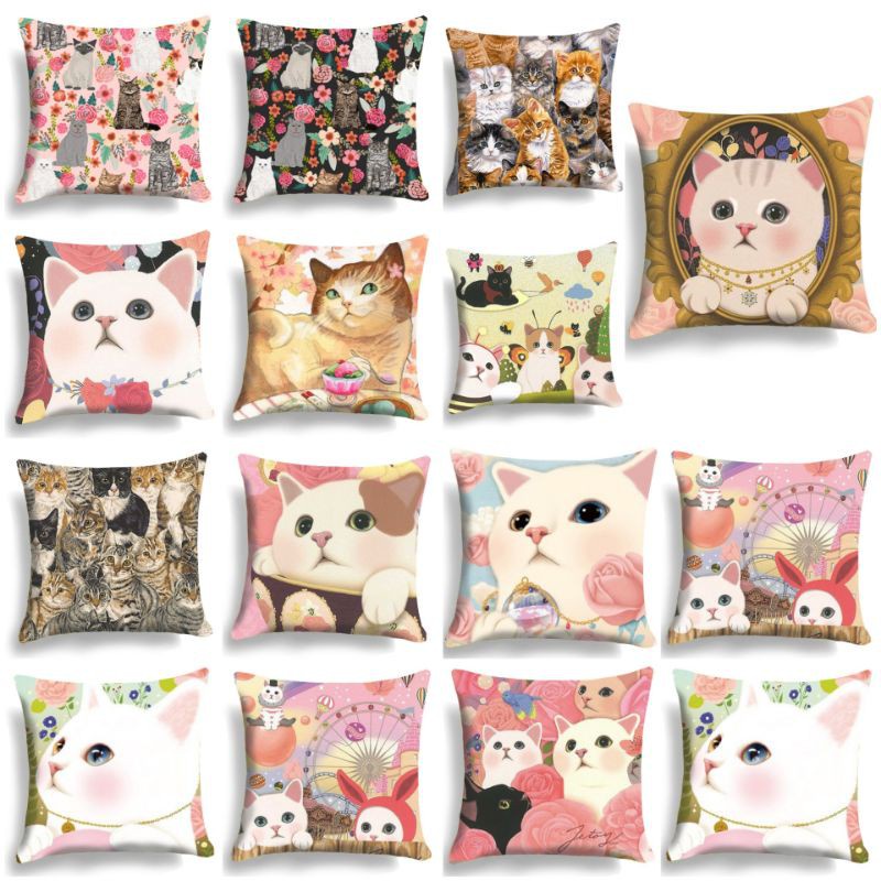 BANTAL SOFA PRINT MOTIF KUCING CUTE CAT KITTEN 40X40 CM