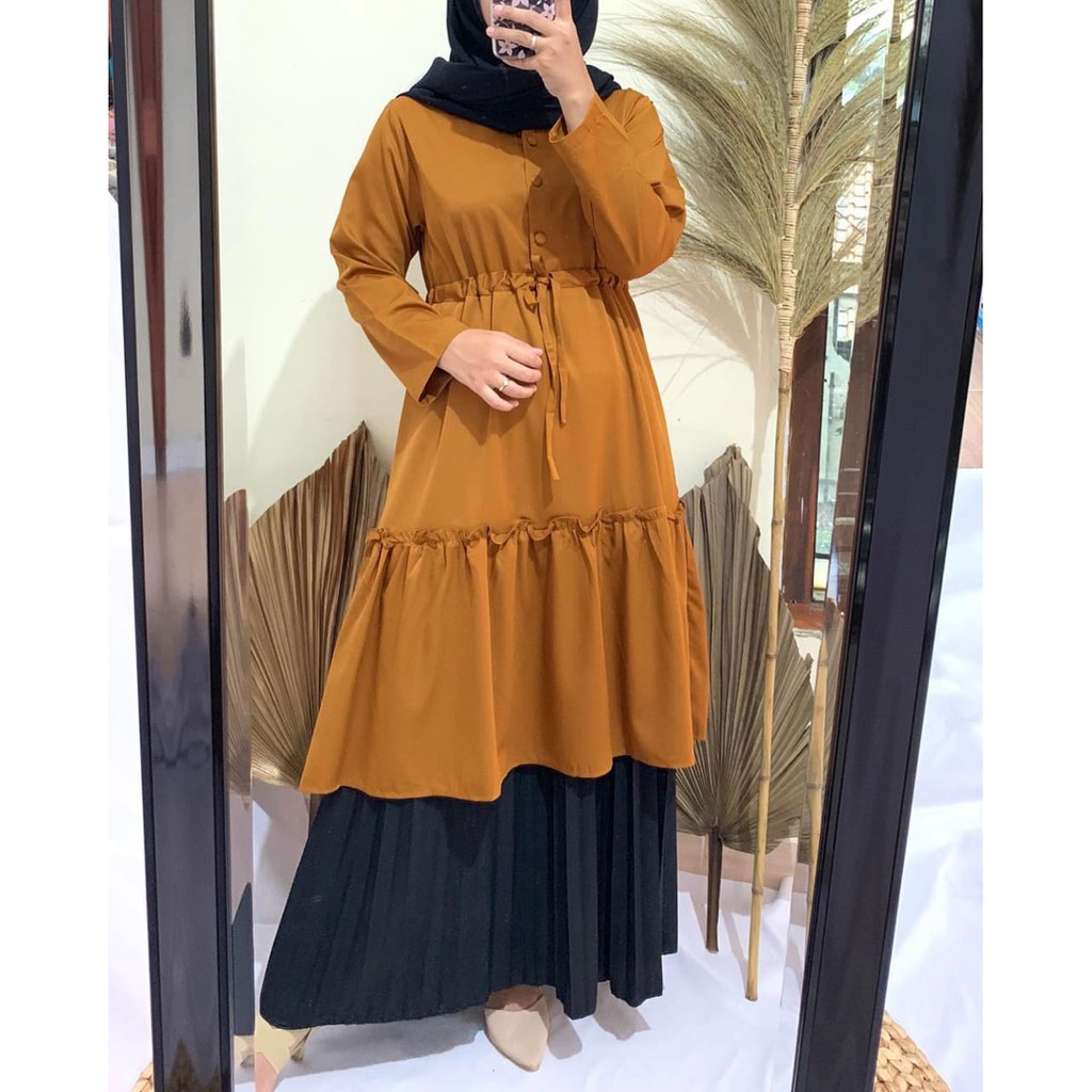 TM 22- COD Kemeja tunik wanita remaja cewek L ld 100 cm panjang murah busui kancing depan