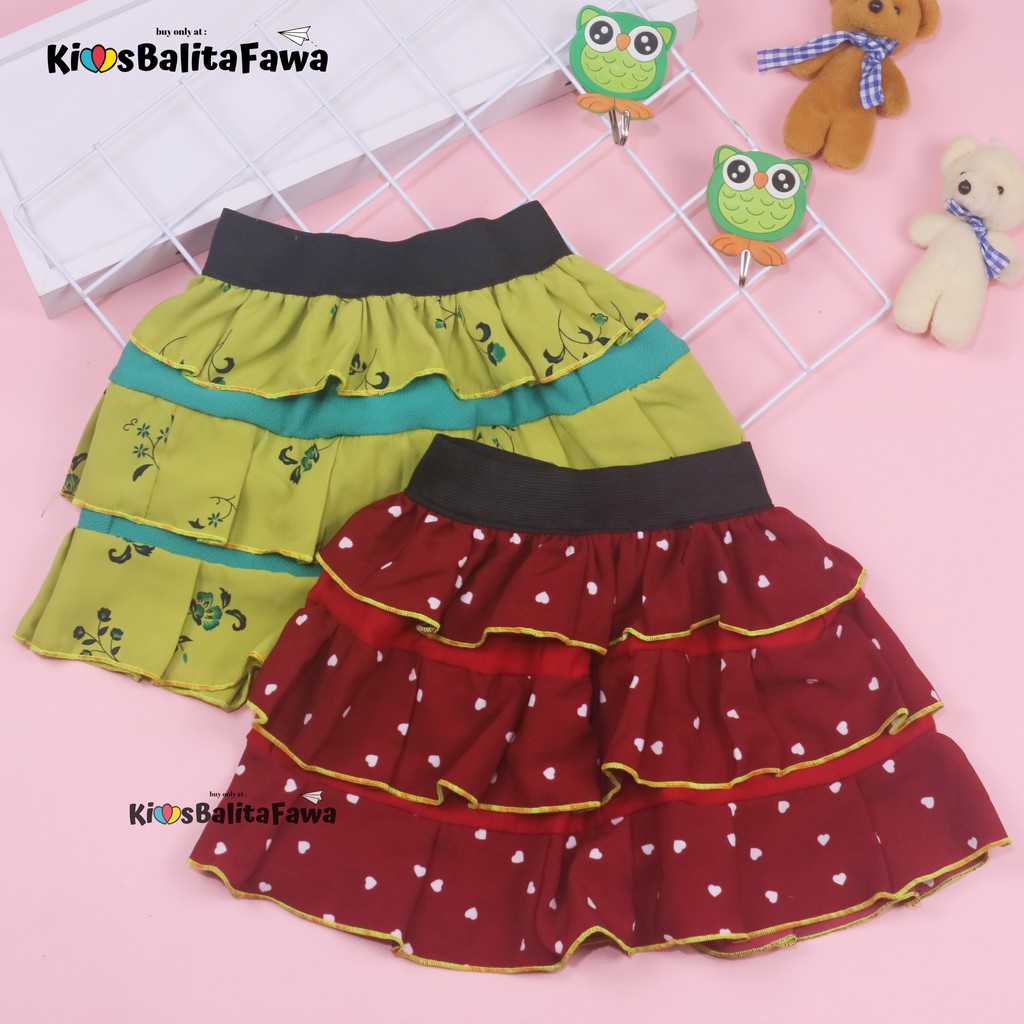 Rok Tumpuk Motif uk 3-4 Tahun / Rok Anak Perempuan Cewek Murah Skirt Pendek Polos Lucu Grosir Cewek
