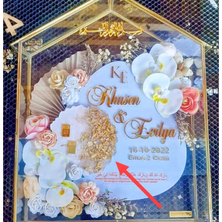 frame resin hiasan mahar oaster lingkaran tatakan logam mulia