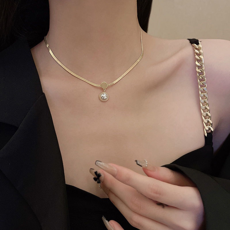 Kalung Choker Aksen Mutiara Untuk Wanita