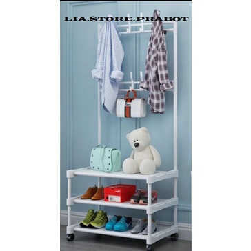 Rak Gantung Baju/Rak Sepatu topi standing hanger multifungsi 3 Susun