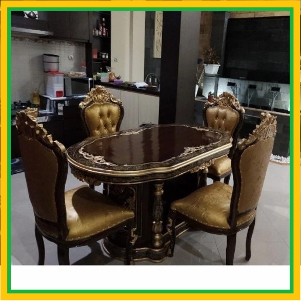 Meja makan mewah ukir kayu jati mebel Jepara