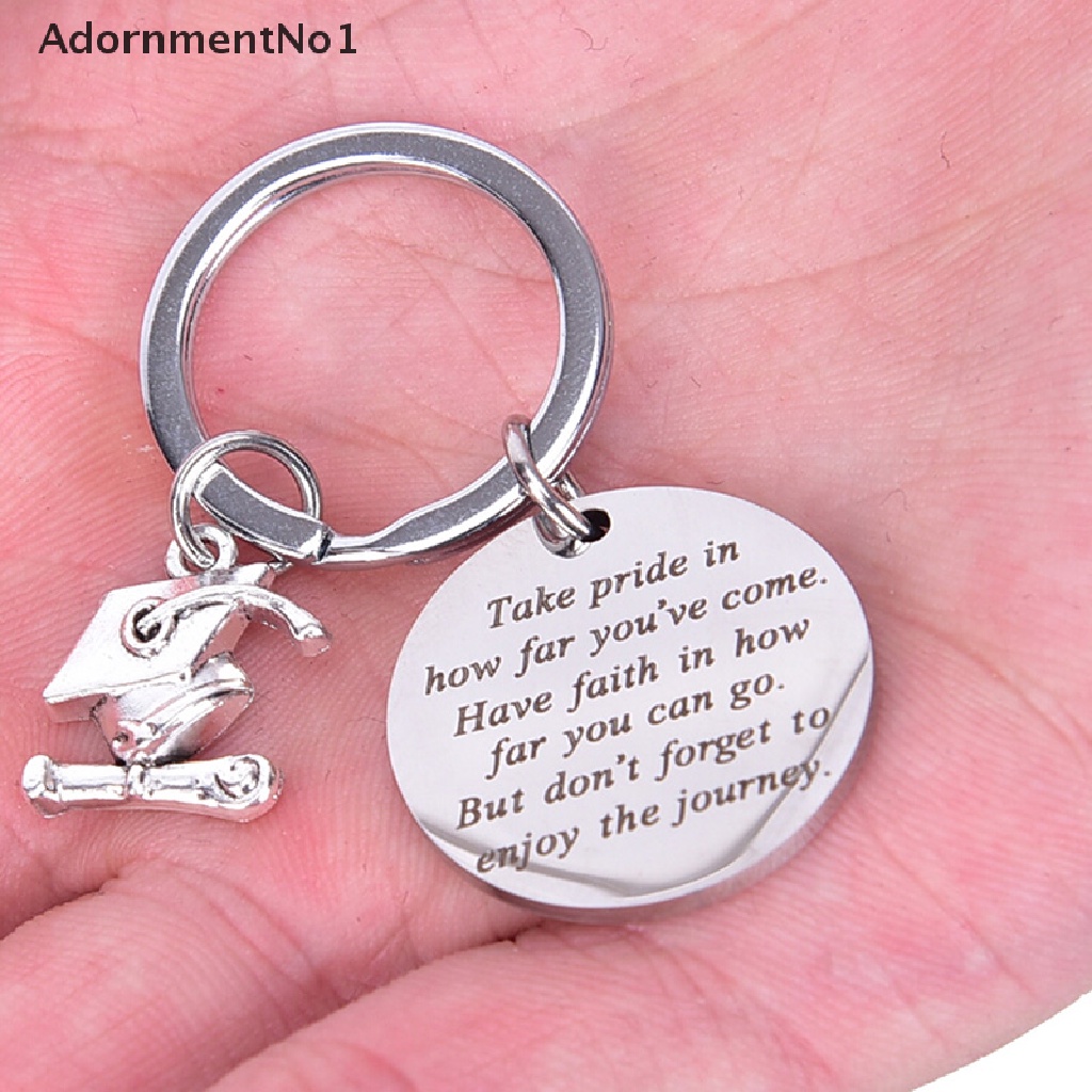 (AdornmentNo1) Gantungan Kunci Stainless Steel Motif Graduate in Pride Untuk Hadiah Kelulusan 2019