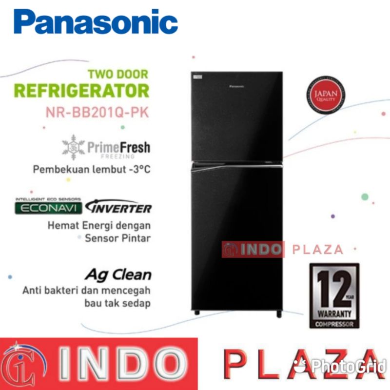 KULKAS PANASONIC 2 Pintu INVERTER NR-BB201Q-PK with PRIME FRESH