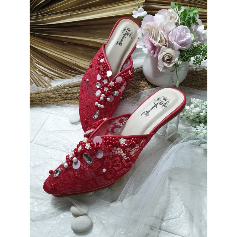 Sepatu wedding ruby red sepatu wedding wanita 7cm