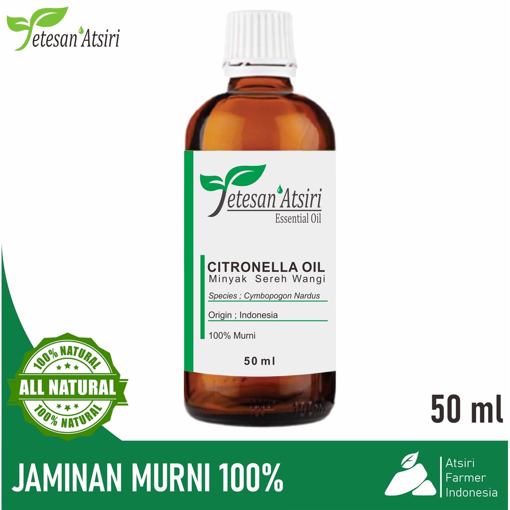 minyak atsiri sereh wangi asli murni penyulingan citronella pure essential oil aromatherapy therapeutic grade diffuser humidifier burner aromaterapi esensial essensial esential penyulingan tanpa campuran TETESAN ATSIRI 10ml 30ml 50ml original