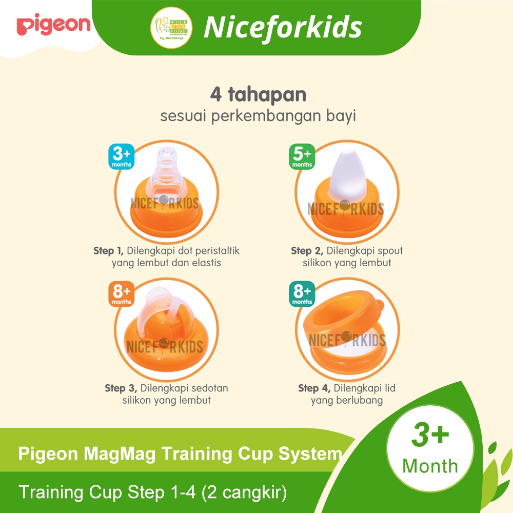 Pigeon Mag Mag Training Cup Isi 2 All In One Set Gelas Cangkir Botol Minum Bayi