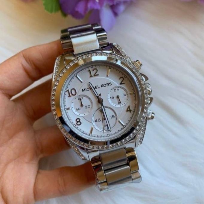 Jam Tangan Wanita Michael Kors MK5165 Chronograph Silver Original ori