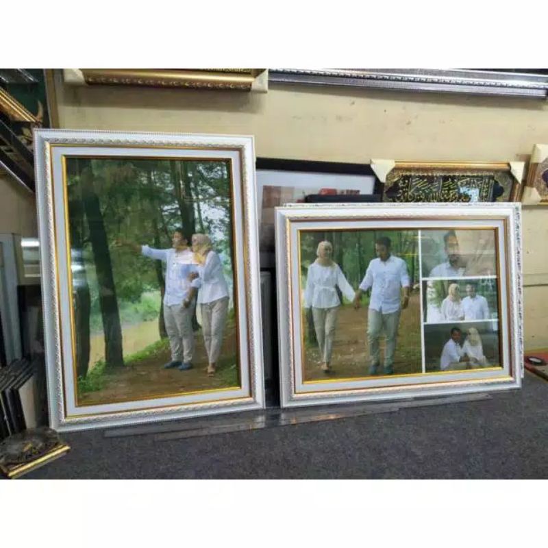 Bingkai / frame / pigura foto prewedding besar 40x60cm / 17R warna gold silver putih pajangan rumah