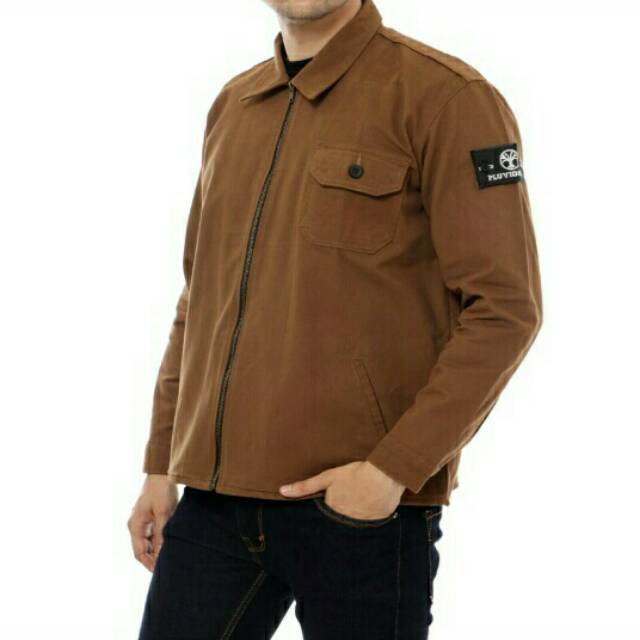 Jaket Semi Parka Zip Coklat Camel