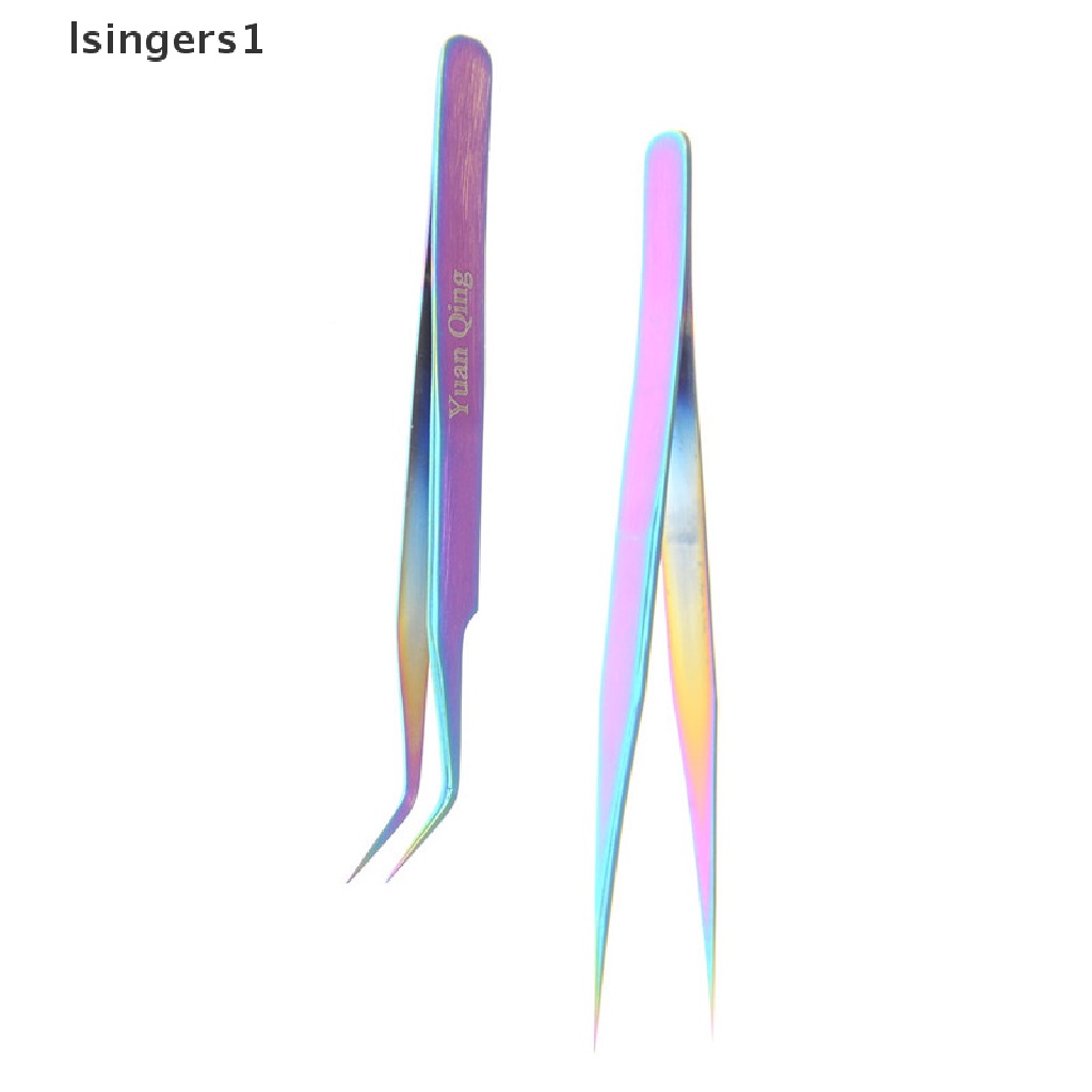 (lsingers1) Pinset Stainless Steel Warna Pelangi Untuk Mengambil Stiker Kuku