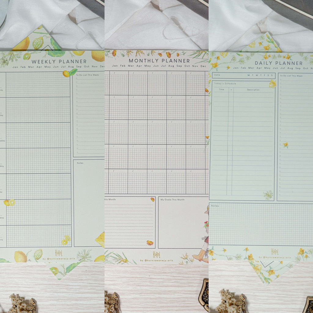 

PAKET PLANNER 4 - MONTHLY PLANNER A5, WEEKLY PLANNER A5, DAILY PLANNER A5 | MEMO PAD | AGENDA NOTE