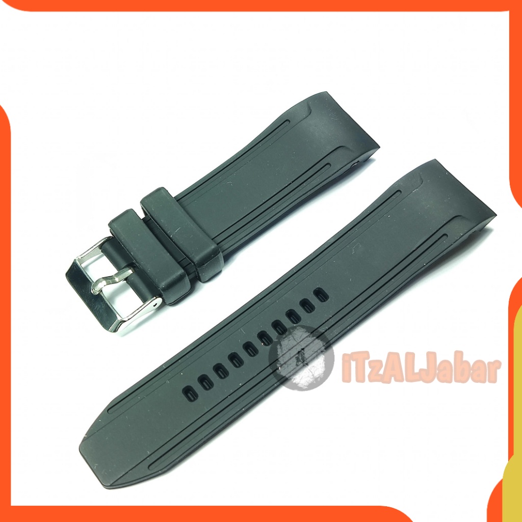 Tali jam tangan Karet 24mm Curved rubber strap WH125E Hitam
