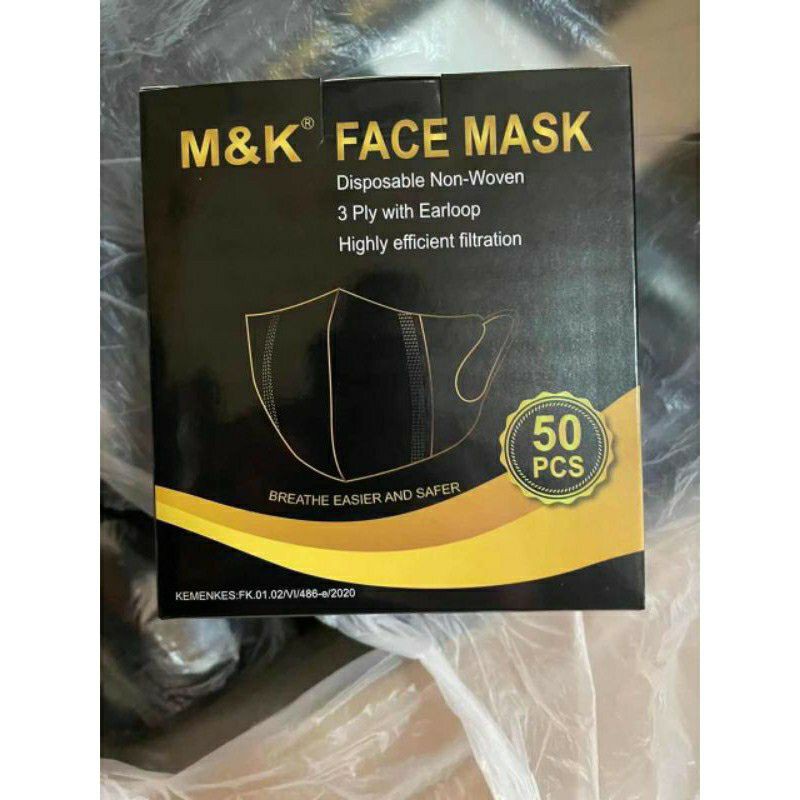 KEMENKES Masker Duckbill warna M&amp;K BOX 50 Pc Masker Artis