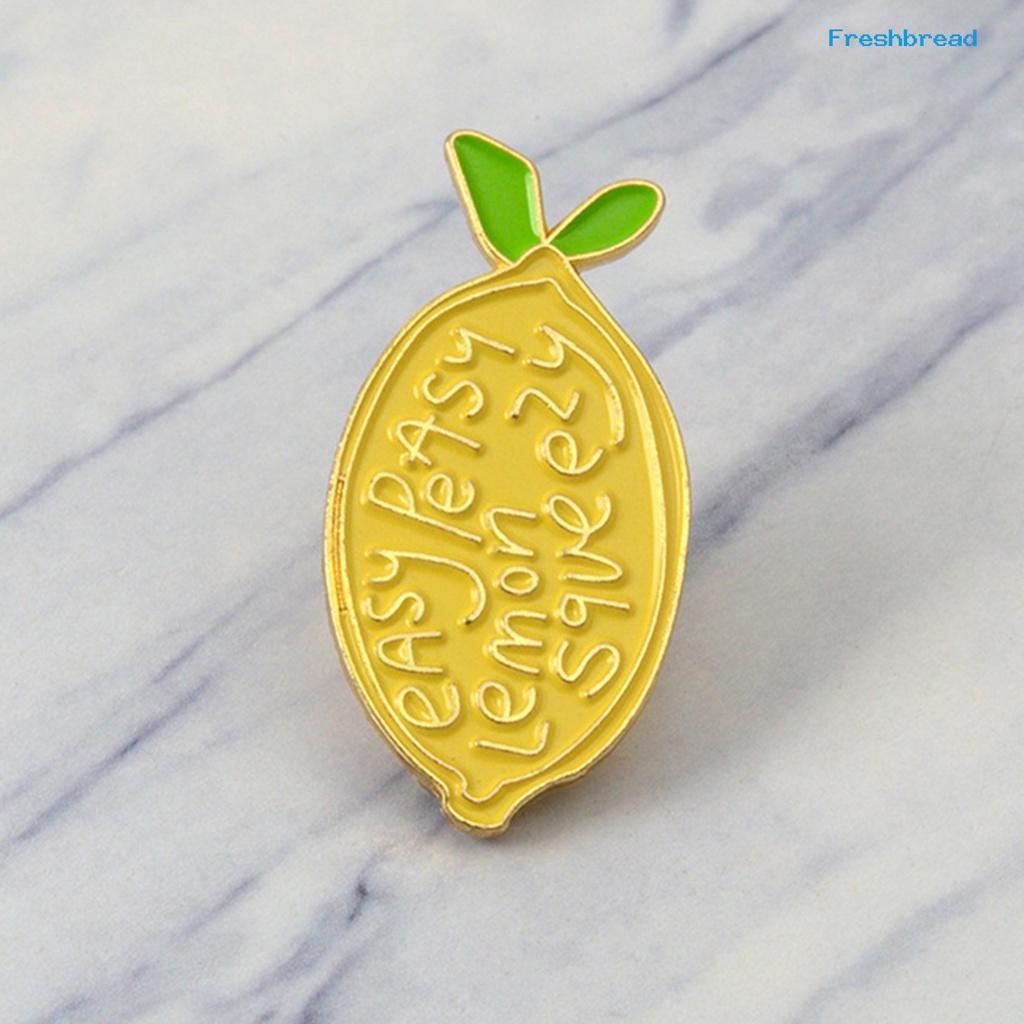 Terlaris Brooch Pin Lemon Shape Jewelry Enamel Style Cartoon Lemon Letters Brooch Pin for Party