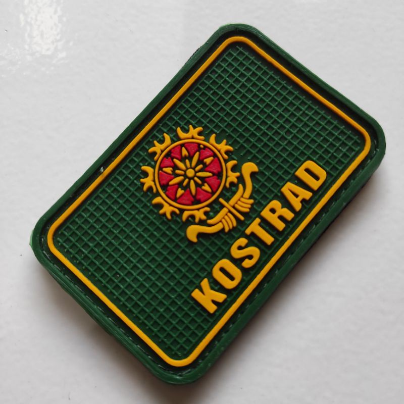 patch rubber logo kostrad kotak dasar hijau/patch rubber tni/tempelan emblem karet velcro