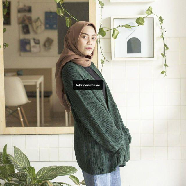 [ TEBAL ] Cardigan Rajut Oversize Wanita  |  Lavella Kardigan Rajut Oversize Outer Wanita-Emerald