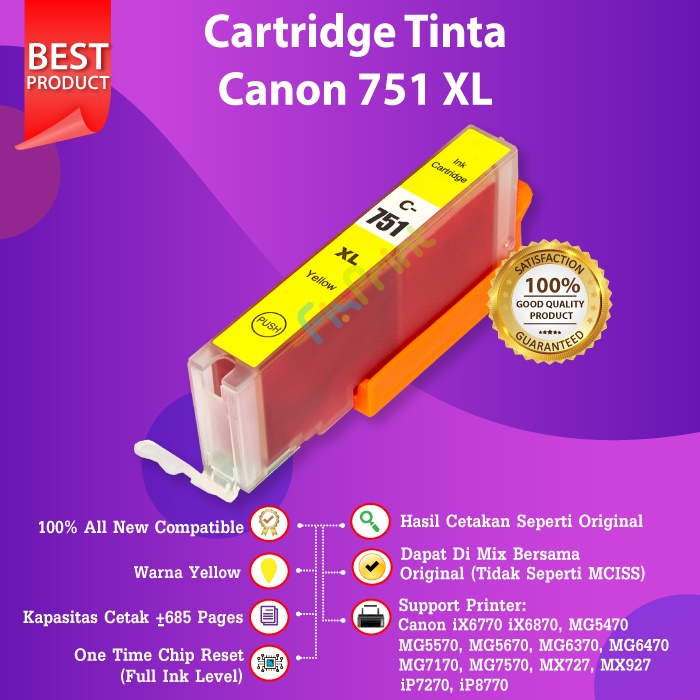 Cartridge Tinta Compatible Canon PGI750 CLI751 750 751 Printer IX6770