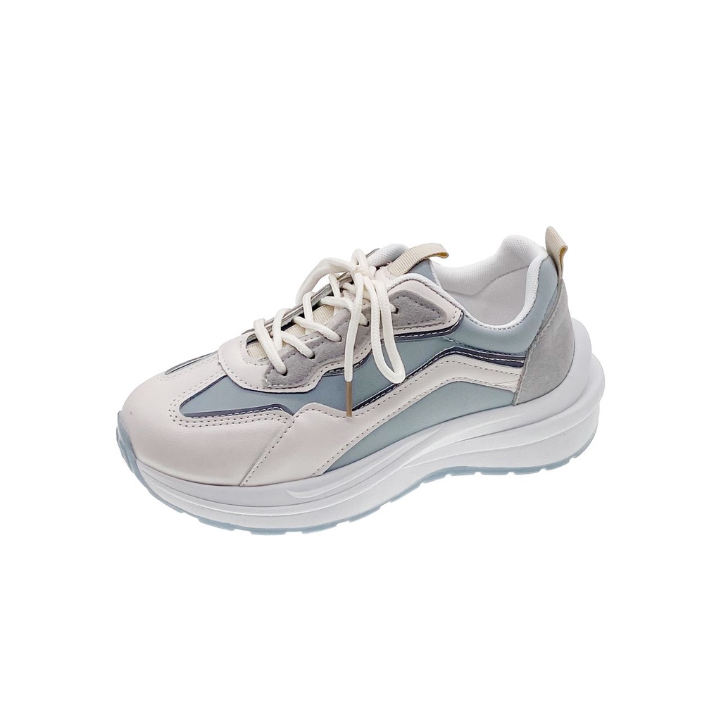 SEVEN_DAY SEPATU SNEAKERS WANITA KOREA IMPORT SPORT SHOES KREM H-515-biru